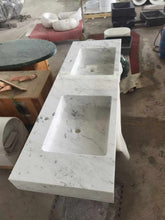 Cargar imagen en el visor de la galería, Customizable Real Marble Slab Countertop Sink – Elegant Bathroom Vessel Basin
