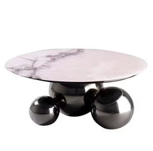 Charger l&#39;image dans la galerie, Creative Gold Ball Base Coffee Table Luxury Round Sintered Stone Top Tea Table Living Room Furniture
