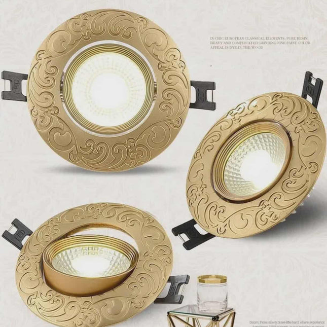 Spot LED encastré européen – Spot en cuivre anti-éblouissement avec ampoule amovible pour salon et décoration intérieure moderne