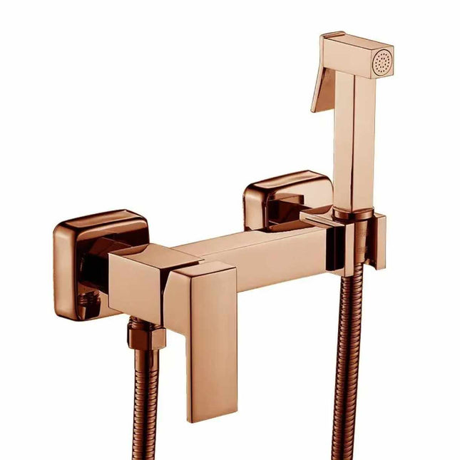 Rose Gold Handheld Bidet Set Toilet Sprayer Bathroom Shower Faucet-Hot/Cold Water Brass