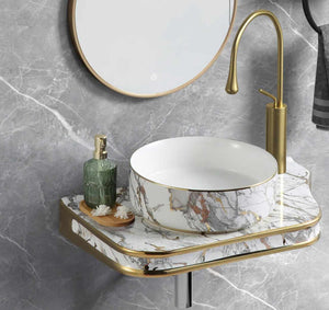 European Style Wall-Hung Porcelain Bathroom Sink – Modern Vanity Wash Basin, Single Bowl Design for Homes and Hotels