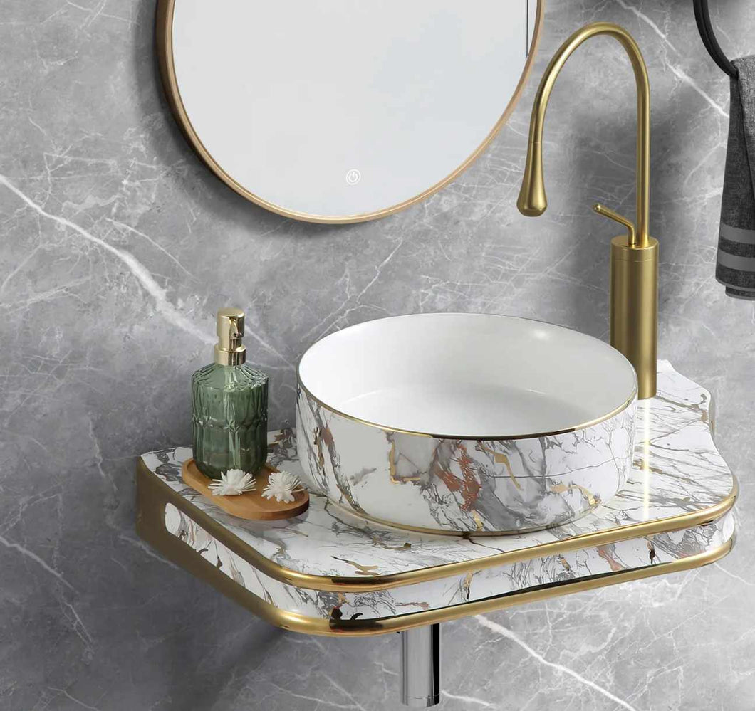 European Style Wall-Hung Porcelain Bathroom Sink – Modern Vanity Wash Basin, Single Bowl Design for Homes and Hotels