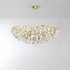 Luxury Crystal Leaf Chandelier – Modern Simple Elegant Hanging Ceiling Light 50cm