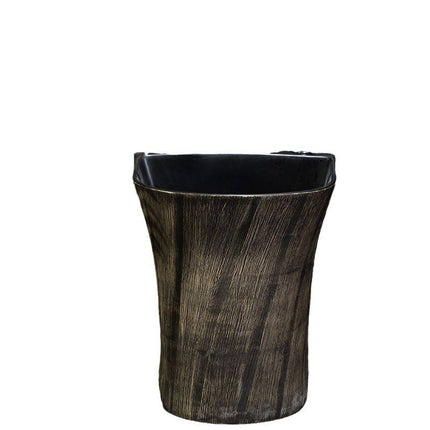 Modern Style Porcelain Pedestal Sink – Single Hole Outdoor Floor-Standing Washbasin with Integrated Drainer for Courtyard, Balcony, Garden, and Hotel Use