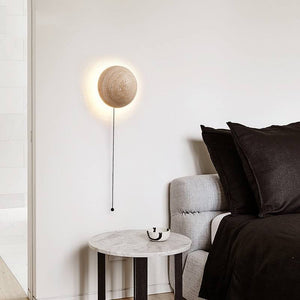 Travertine Round Wall Lamp Nordic Decor Bedroom Bedside Japanese Restaurant Staircase Wall Ambient Light
