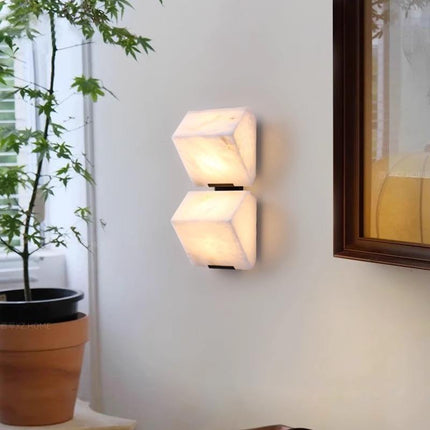 Modern Luxury Wall Lamp with Real Spanish Marble LED Light for Living Room, Bedroom, Corridor & Hallway