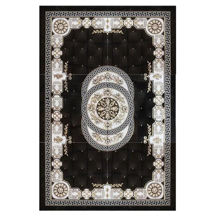 1200×1800mm ceramic floor tiles, elegant black red base with gold silver plated details, 6-piece set forming carpet pattern