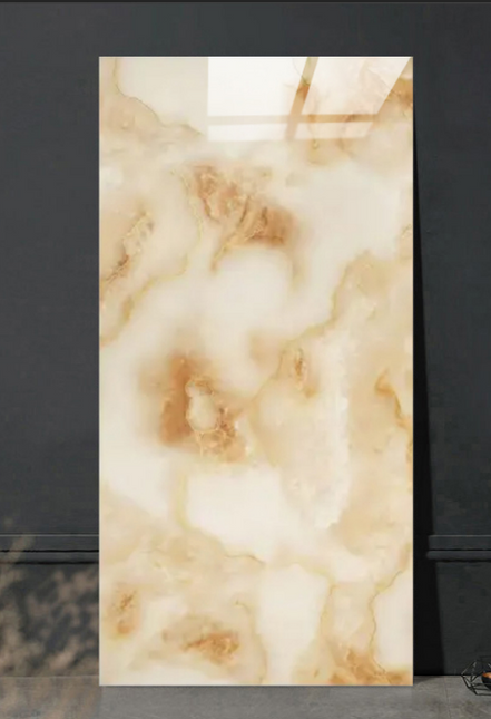 Marble-patterned wall panel against a dark background