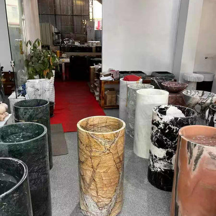 Luxury Round Free-Standing Basin – Brown Marble for Modern Bathrooms