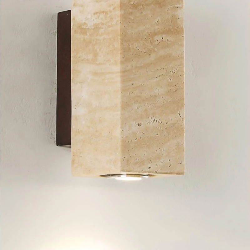 Travertine Wall Lights Yellow Stone Decor Sconce for Bedroom Living Room Hotel Corridor Stair Aisle Background