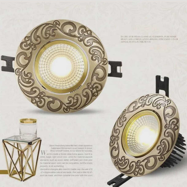 Spot encastré LED européen – Spot en cuivre intégré avec options de variation d'intensité et sans variation d'intensité, ampoule amovible pour intérieurs modernes