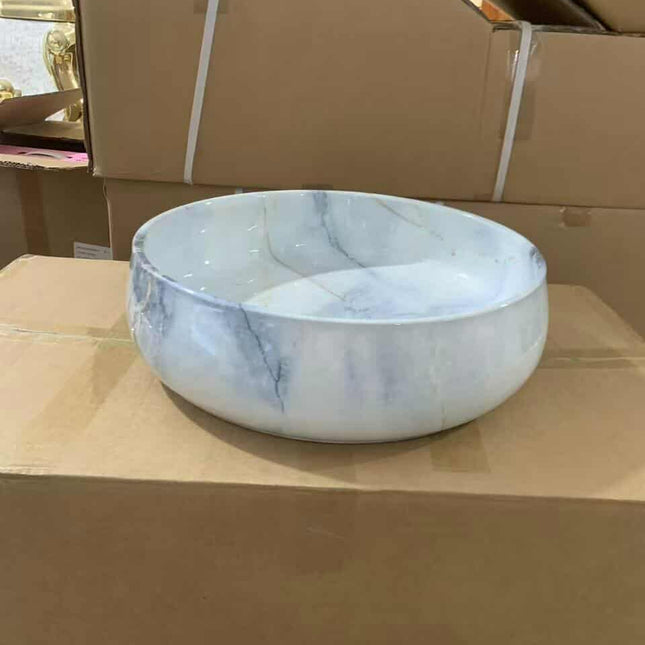 Round Countertop Basin – Blue Marble Porcelain Sink for Modern Bathrooms