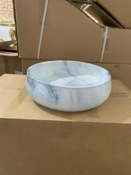 Round Countertop Basin – Blue Marble Porcelain Sink for Modern Bathrooms