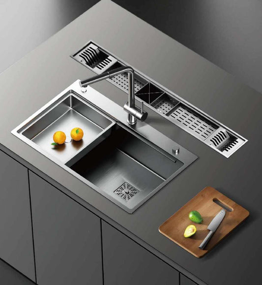 Popular Black Nano Stainless Steel Single Sink Multi-functional Stainless Steel Workstation Kitchen Sink
