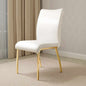 Luxury Nordic Modern Dining Chair – High Back Upholstered Black & White PU Leather with Gold Metal Legs