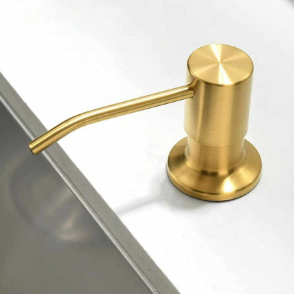 Distributeur de savon rond en acier inoxydable doré, distributeur de savon liquide de luxe sur pied pour éviers de cuisine 