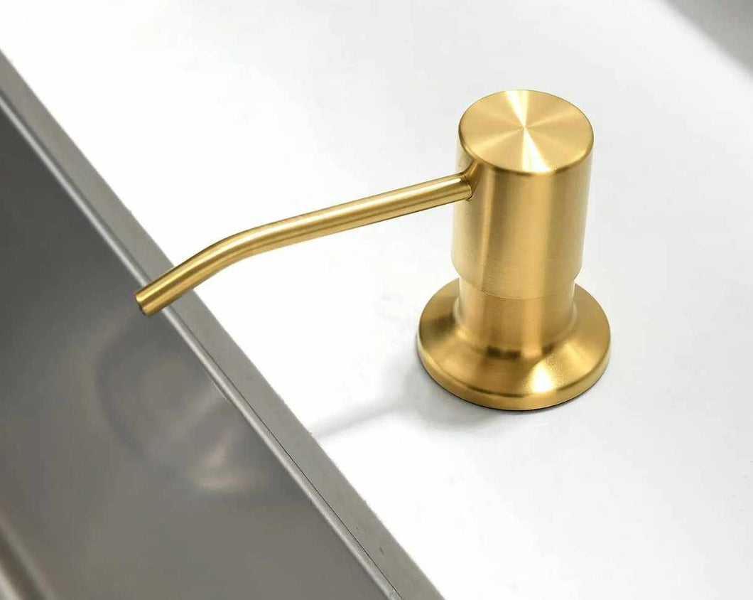 Gold Stainless Steel Soap Dispenser Round Standing Luxury Liquid Soap Dispenser for Kitchen Sinks