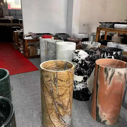 Luxury Round Free-Standing Basin – Brown Marble for Modern Bathrooms