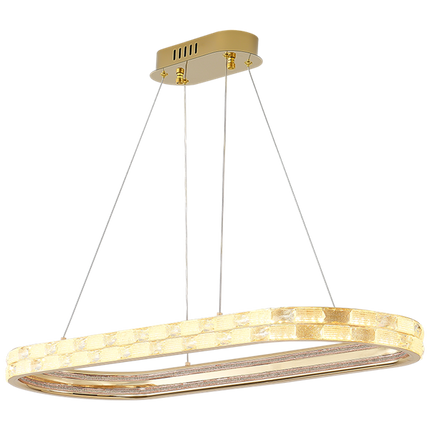 Luxuriöser LED-Kristall-Ellipsen-Kronleuchter – Moderne goldene Hängeleuchte für Wohnzimmer, Esszimmer und Restaurant 