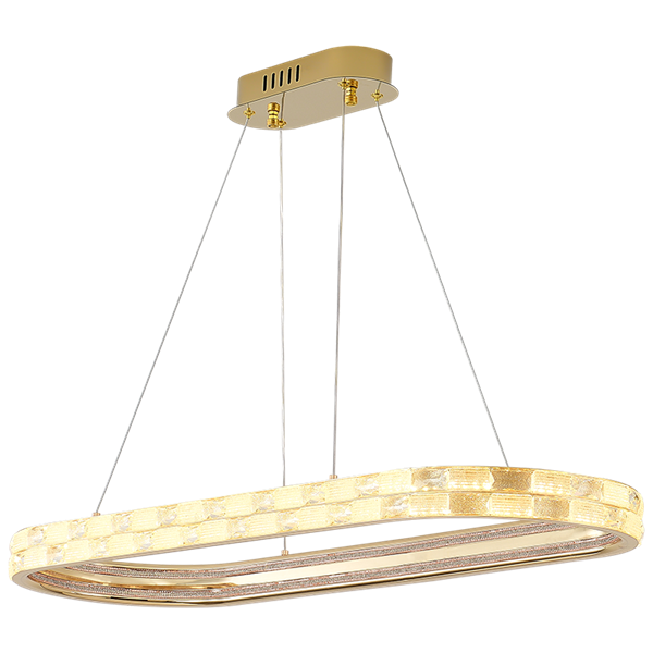 Luxury LED Crystal Ellipse Chandelier – Modern Gold Hanging Pendant Light for Living Room, Dining Room & Restaurant