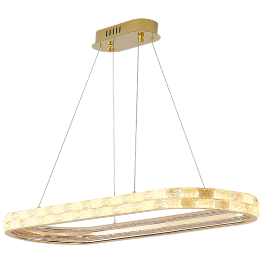Luxury LED Crystal Ellipse Chandelier – Modern Gold Hanging Pendant Light for Living Room, Dining Room & Restaurant