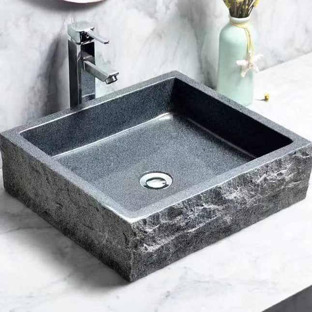 Luxury Rectangular Bathroom Sink – Natural Marble and Granite Stone Washbasin