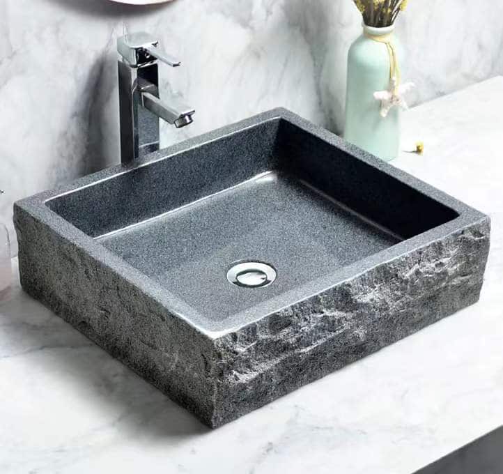 Luxury Rectangular Bathroom Sink – Natural Marble and Granite Stone Washbasin