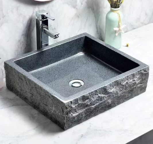 Luxury Rectangular Bathroom Sink – Natural Marble and Granite Stone Washbasin