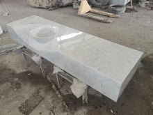 Cargar imagen en el visor de la galería, Customizable Real Marble Slab Countertop Sink – Elegant Bathroom Vessel Basin
