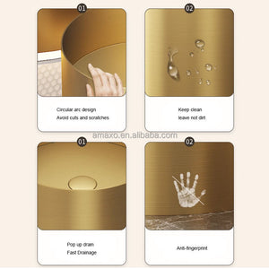 Luxury Gold Freestanding Bathroom Sink – Modern Floor Standing Washbasin for Elegant Bathrooms & Powder Rooms