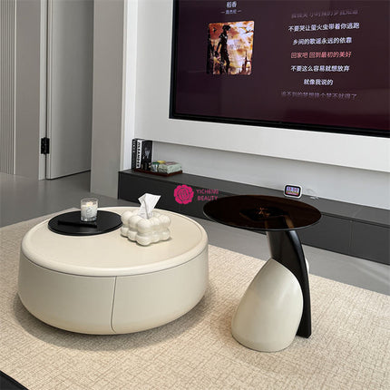 Modern French Cream Coffee Table – High-End Minimalist Designer Tea Table for Living Room & Small Apartment