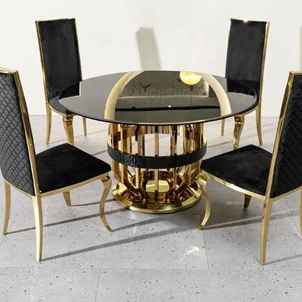 Scandinavian Luxury Home Furniture Supplier Manufacture Custom Designer Round Black Glass Dining Table