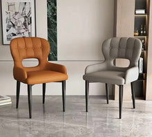 Load image into Gallery viewer, Modern Designer Leather Dining Chair – Luxurious Black High-Quality Dining Room Furniture for Home
