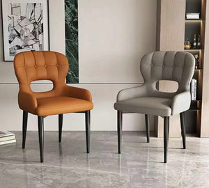 Modern Designer Leather Dining Chair – Luxurious Black High-Quality Dining Room Furniture for Home
