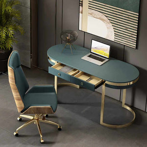 Blue Wood Computer Desk Modern Office Desk Table Chair Set