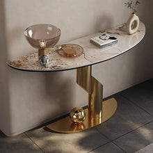 Load image into Gallery viewer, Modern Stainless Steel Electroplated Leg Console Table Marble Top Console Table Decorative Porch Hallway Side Table
