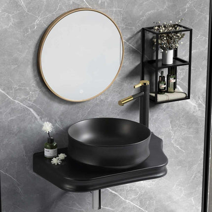 Modern Black Wall-Hung Porcelain Bathroom Slab– Luxury Vanity Slab for Basin