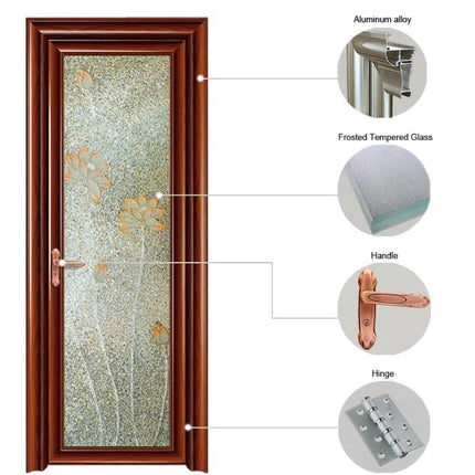 Double Tempered Glass Frosted Doors 80x210cm Crystly Decorative Glass Cheap Interior Doors