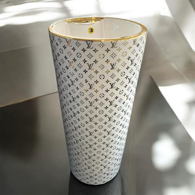 LV Gold Sockelwaschbecken Luxus-Edition, freistehend
