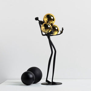 Contemporary Abstract Golden Ball Sculpture Modern Metal Home Decoration Crafts Luxury Hotel Statue