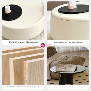 Modern French Cream Coffee Table – High-End Minimalist Designer Tea Table for Living Room & Small Apartment