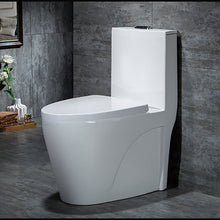 Load image into Gallery viewer, Modern White One-Piece S-Trap Toilet – Porcelain WC Commode with Dual Flush Siphonic System  SEO Description:
