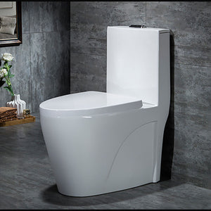 Modern White One-Piece S-Trap Toilet – Porcelain WC Commode with Dual Flush Siphonic System  SEO Description: