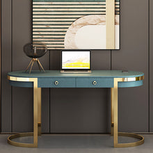 Cargar imagen en el visor de la galería, Blue Wood Computer Desk Modern Office Desk Table Chair Set
