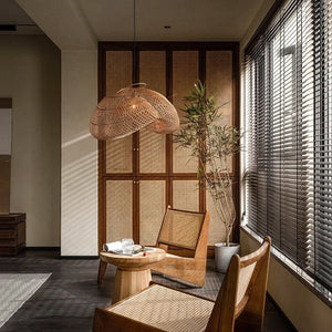 Custom Woven Rattan Ceiling Light – Decorative Pendant Lamp for Bedroom, Living Room & Hotel Interiors