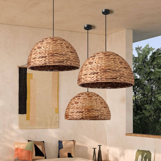 Handcrafted Water Hyacinth Pendant Lampshade – Traditional Ceiling Light for Home, Hotel & Resort Interiors