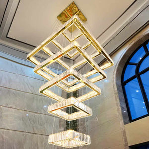 Crystal Pendant Lighting Modern Led Living Room Hotel Villa New Design Ring Round Chandelier