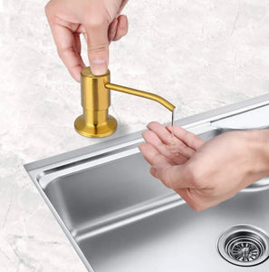 Gold Stainless Steel Soap Dispenser Round Standing Luxury Liquid Soap Dispenser for Kitchen Sinks