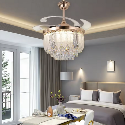 Modern Luxury Crystal LED Chandelier Light with Fan