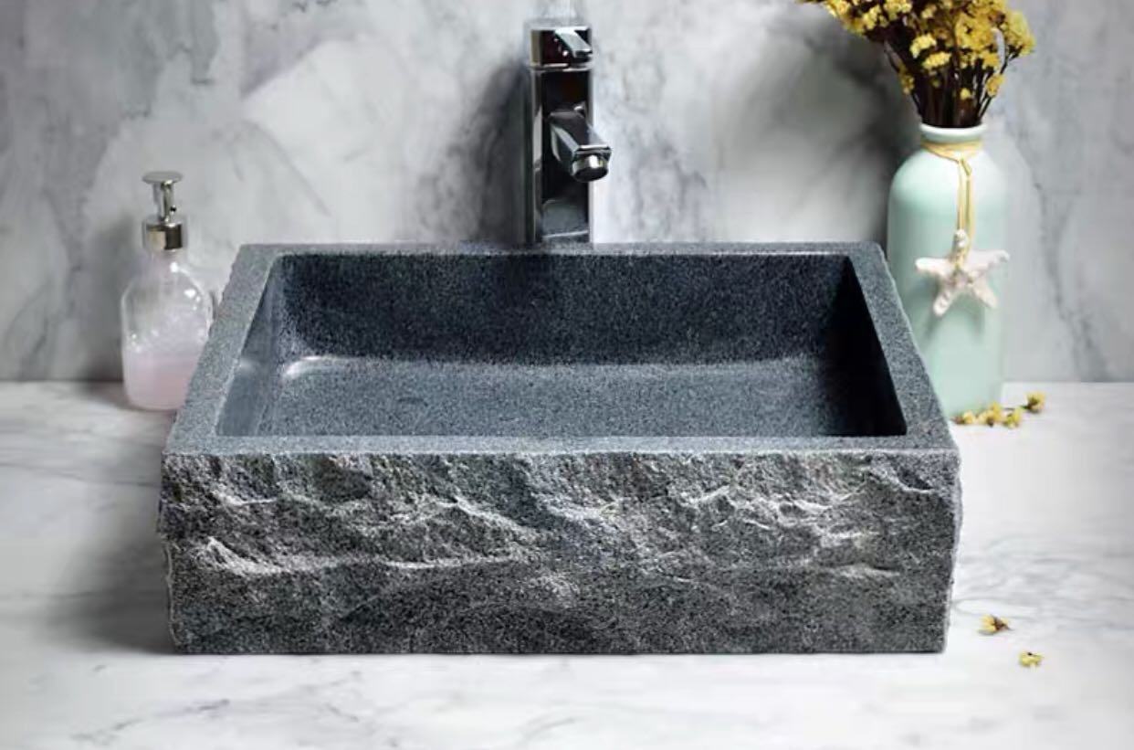 Luxury Rectangular Bathroom Sink – Natural Marble and Granite Stone Washbasin